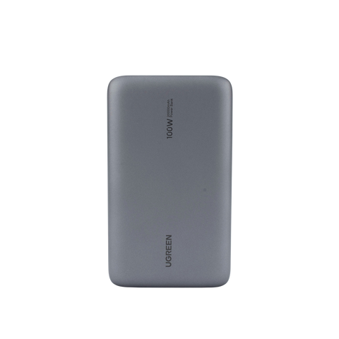 Power Bank de 20000mAh - 3 Salidas 100W Max. - USB-A + 2 USB-C - PD 3.0 - QC3.0 - FCP - SCP - Pantalla Inteligente - Carcasa Ignifuga - Color Gris - Incluye Cable USB de 50cm - Carga tu Laptop de Manera Segura.