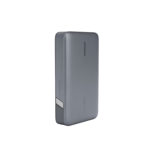 Power Bank de 20000mAh - 3 Salidas 100W Max. - USB-A + 2 USB-C - PD 3.0 - QC3.0 - FCP - SCP - Pantalla Inteligente - Carcasa Ignifuga - Color Gris - Incluye Cable USB de 50cm - Carga tu Laptop de Manera Segura.