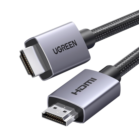 Cable HDMI 2.0 de Nylon Trenzado - 1 m - 4K@60Hz - ARC - Dolby ATMOS - True HD - DTS HD - HDR - 3D Inversivo - 3 modos de Visualización - 3 Capas de Protección + 4 de Blindaje - Niquelado - Carcasa de Aluminio.