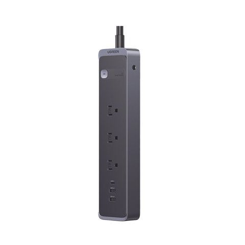 Regleta con Protector Contra Sobretensiones - 3 Salidas de CA NEMA 5-15R - 1 Salida USB-C PD de 30 W - 2 Puertos USB-A - Protección Contra Sobretensiones de 1600 julios - Cable 1.8m - Color Negro.