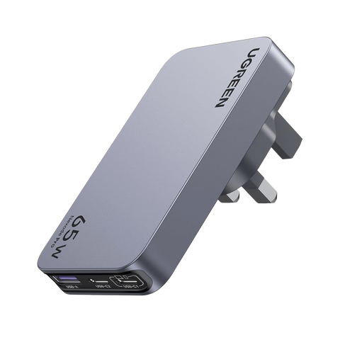 Cargador Rápido GaN 65W UGREEN | 2 Puertos USB-C + 1 Puerto USB-A | Tecnología GaN | Carga Rápida PPS PD 3.0 QC 4.0 | Compatibilidad Universal 100-240V | Diseño Compacto