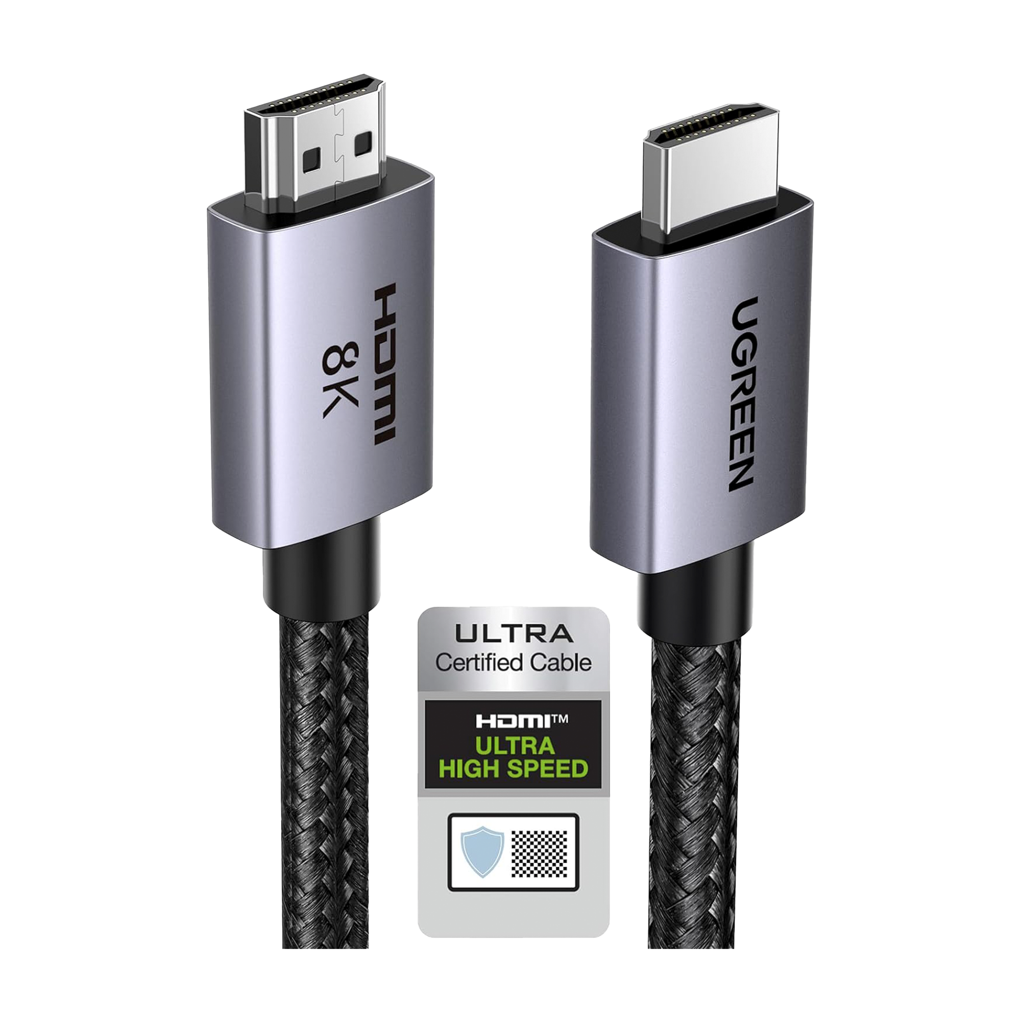Cable HDMI 2.1 de 8K@60Hz - 3 metros - 48Gbps - HDR10+ - 3D Inversivo- eARC - Dolby ATMOS - VVR - QMS - QFT - ALLM - 3 modos de Visualización - Certificado HDMI 8K - Niquelado - Nylon Trenzado - Carcasa de Aluminio.