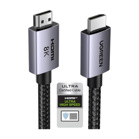 Cable HDMI 2.1 de 8K@60Hz - 3 metros - 48Gbps - HDR10+ - 3D Inversivo- eARC - Dolby ATMOS - VVR - QMS - QFT - ALLM - 3 modos de Visualización - Certificado HDMI 8K - Niquelado - Nylon Trenzado - Carcasa de Aluminio.