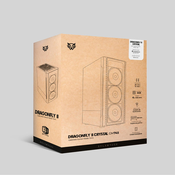 Gabinete Balam Media Torre Dragonfly II Gm745 Cristal Blanco Br-935975