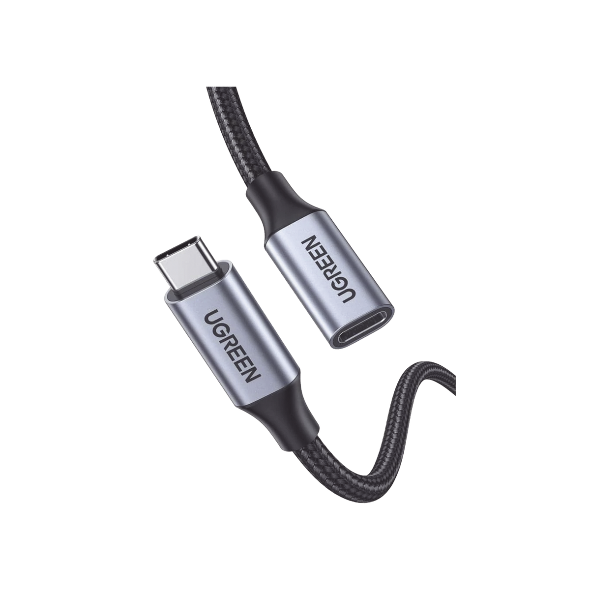 Cable USB-C Macho a USB-C Hembra - 1metro - USB-C 3.1 Gen 2 - Compatible con Thunderbolt 3 - Carcasa de Aluminio - Nylon Trenzado - Transferencia de Datos 10 Gbps - Soporta hasta 100W para Carga Rápida.