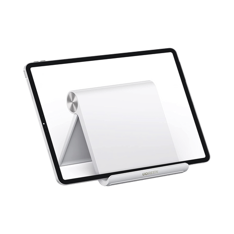 Soporte de Escritorio para Tablet | Ajustable de 0° a 100° | Goma Antiarañazos | Antideslizante | Amplia Compatibilidad con dispositivos de 4'' a 13'' | Plegable | ABS | Color Blanco