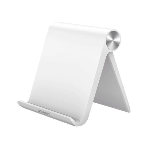 Soporte de Escritorio para Tablet | Ajustable de 0° a 100° | Goma Antiarañazos | Antideslizante | Amplia Compatibilidad con dispositivos de 4'' a 13'' | Plegable | ABS | Color Blanco