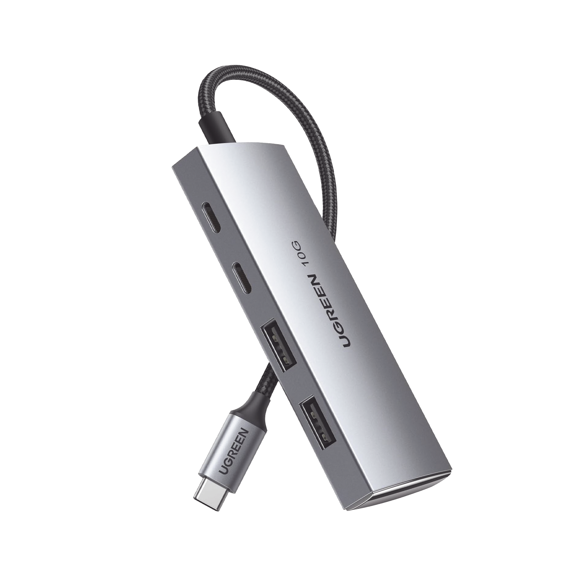 HUB USB-C 3.2 4 en 1 - 2 Puertos USB-C 3.2 (10 Gbps) - 2 Puertos USB-A 3.2 (10 Gbps) - Admite OTG - Compatible con MacBook, Chormebook, iMac, iPad Pro, iOS, Windows, Mac OS, Android - Carcasa de Aluminio - Nylon Trenzado.