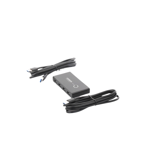Conmutador USB para Compartir 4 Puertos USB 3.0 a 2 PC Ìs - Cambio Mediante Botón - Incluye Dos Cables USB de 1.5 m - ABS - Permite que 2 Usuarios Compartan 4 Dispositivos Periféricos USB3.0, como una impresora, un escáner, etc.