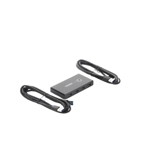 Conmutador USB para Compartir 4 Puertos USB 3.0 a 2 PC Ìs - Cambio Mediante Botón - Incluye Dos Cables USB de 1.5 m - ABS - Permite que 2 Usuarios Compartan 4 Dispositivos Periféricos USB3.0, como una impresora, un escáner, etc.