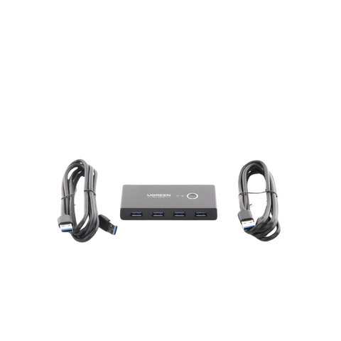 Conmutador USB para Compartir 4 Puertos USB 3.0 a 2 PC Ìs - Cambio Mediante Botón - Incluye Dos Cables USB de 1.5 m - ABS - Permite que 2 Usuarios Compartan 4 Dispositivos Periféricos USB3.0, como una impresora, un escáner, etc.