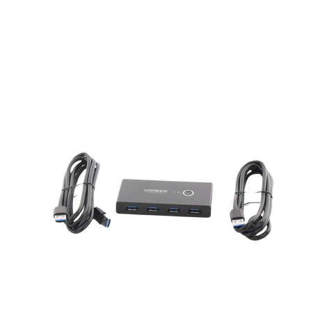 Conmutador USB para Compartir 4 Puertos USB 3.0 a 2 PC Ìs - Cambio Mediante Botón - Incluye Dos Cables USB de 1.5 m - ABS - Permite que 2 Usuarios Compartan 4 Dispositivos Periféricos USB3.0, como una impresora, un escáner, etc.
