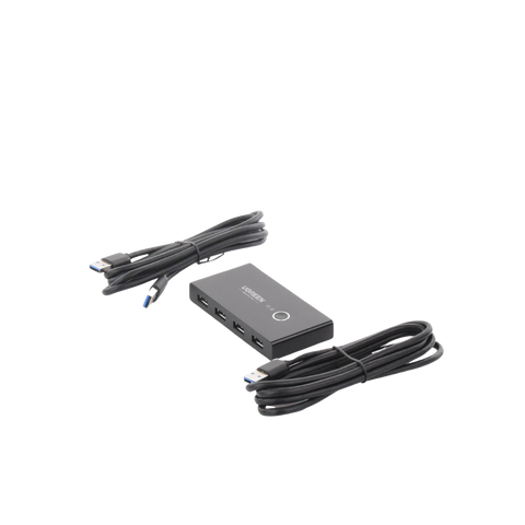 Conmutador USB para Compartir 4 Puertos USB 3.0 a 2 PC Ìs - Cambio Mediante Botón - Incluye Dos Cables USB de 1.5 m - ABS - Permite que 2 Usuarios Compartan 4 Dispositivos Periféricos USB3.0, como una impresora, un escáner, etc.