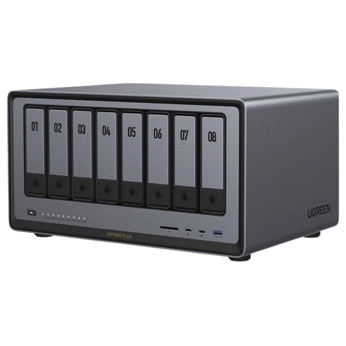 NAS UGREEN NASync DXP8800 Plus | Intel Core i5-1235U 10 Núcleos | 8 Bahías SATA + 2 M.2 NVMe | 2 Puertos 10GbE | Thunderbolt 4 | HDMI 8K | DDR5 Expandible 64GB | PCIe 4.0 x4