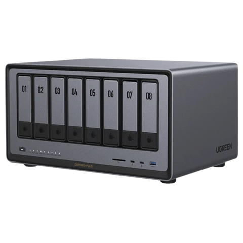 NAS UGREEN NASync DXP8800 Plus | Intel Core i5-1235U 10 Núcleos | 8 Bahías SATA + 2 M.2 NVMe | 2 Puertos 10GbE | Thunderbolt 4 | HDMI 8K | DDR5 Expandible 64GB | PCIe 4.0 x4