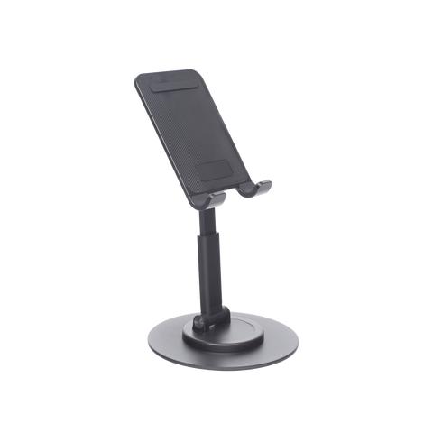 Soporte para Teléfono Celular Giratorio - 360° de Rotación - Angulo Ajustable - Altura Ajustable 17-20cm - Antideslizante - Ejes Giratorios de Alta Precisión- Plegable - Aluminio - Color Gris