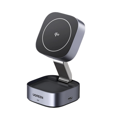 Cargador Inalámbrico 2 en 1 25W | Tecnología Magnética Qi 2 | 15W para Teléfono + 5W para Auriculares | Puerto USB-C 5W | Protecciones Múltiples | Cable USB-C Incluido