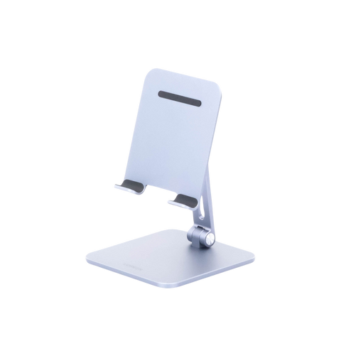 Soporte de Aluminio para IPad & Tablet - Plegable -Angulo Ajustable de 180° y 270° - Base Antideslizante - Protección de Silicona - Amplia Compatibilidad con dispositivos de 7.9'' a 12.9'' - Aluminio Solido - Color Gris