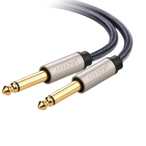 Cable de Audio Mono 6.35mm (1/4') Macho a 6.35mm (1/4') Macho | 10 Metros | Núcleo de Cobre | Blindaje Interno | Nylon Trenzado | Color Negro