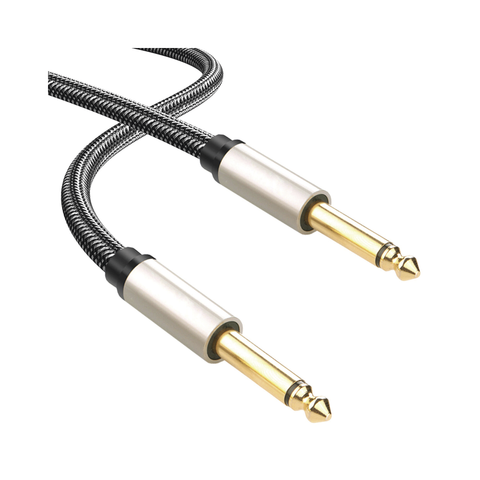 Cable de Audio Mono 6.35mm (1/4') Macho a 6.35mm (1/4') Macho | 10 Metros | Núcleo de Cobre | Blindaje Interno | Nylon Trenzado | Color Negro