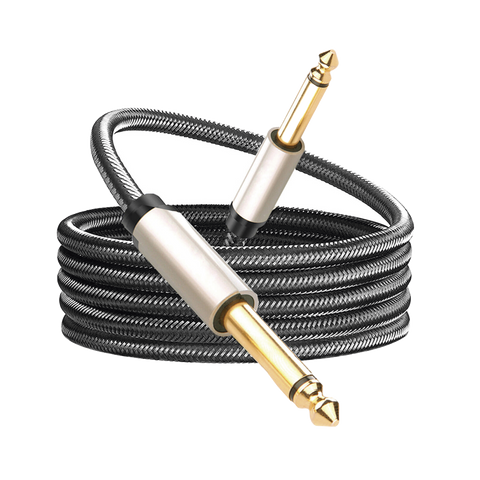 Cable de Audio Mono 6.35mm (1/4') Macho a 6.35mm (1/4') Macho | 10 Metros | Núcleo de Cobre | Blindaje Interno | Nylon Trenzado | Color Negro