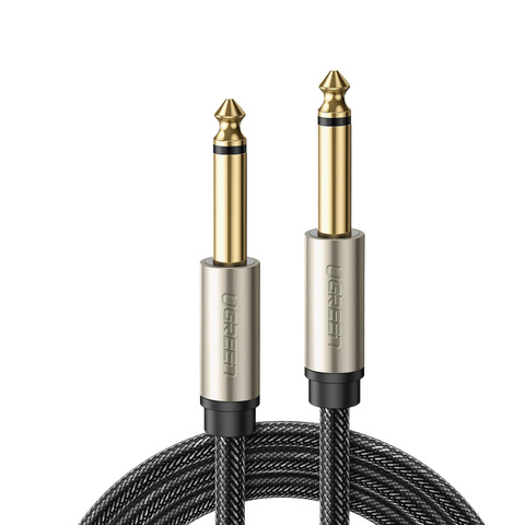 Cable de Audio Mono 6.35mm (1/4') Macho a 6.35mm (1/4') Macho | 10 Metros | Núcleo de Cobre | Blindaje Interno | Nylon Trenzado | Color Negro