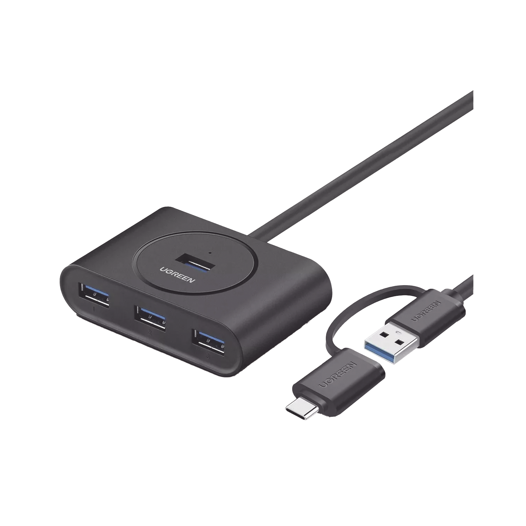 HUB USB-A y C 3.0 4 en 1 - Con Conector USB-C y USB-A - 4 Puertos USB-A 3.0 (5Gbps) - Cable de 25cm - Indicador Led - Ideal para Transferencia de Datos - Entrada Micro USB para alimentar equipos de mayor consumo.