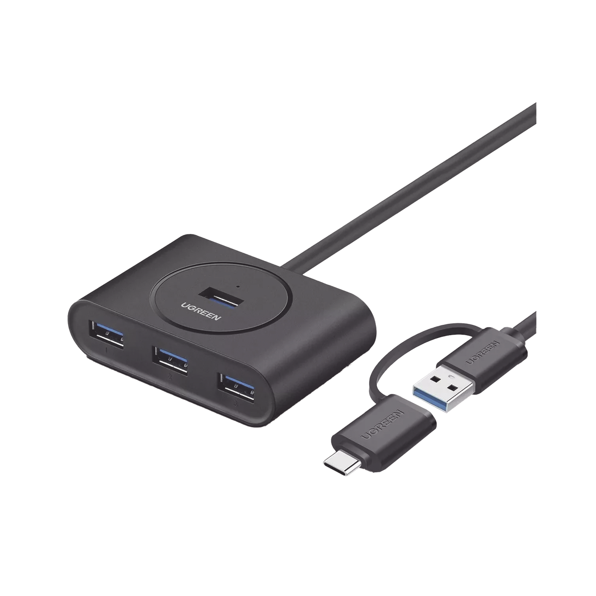 HUB USB-A y C 3.0 4 en 1 - Con Conector USB-C y USB-A - 4 Puertos USB-A 3.0 (5Gbps) - Cable de 25cm - Indicador Led - Ideal para Transferencia de Datos - Entrada Micro USB para alimentar equipos de mayor consumo.