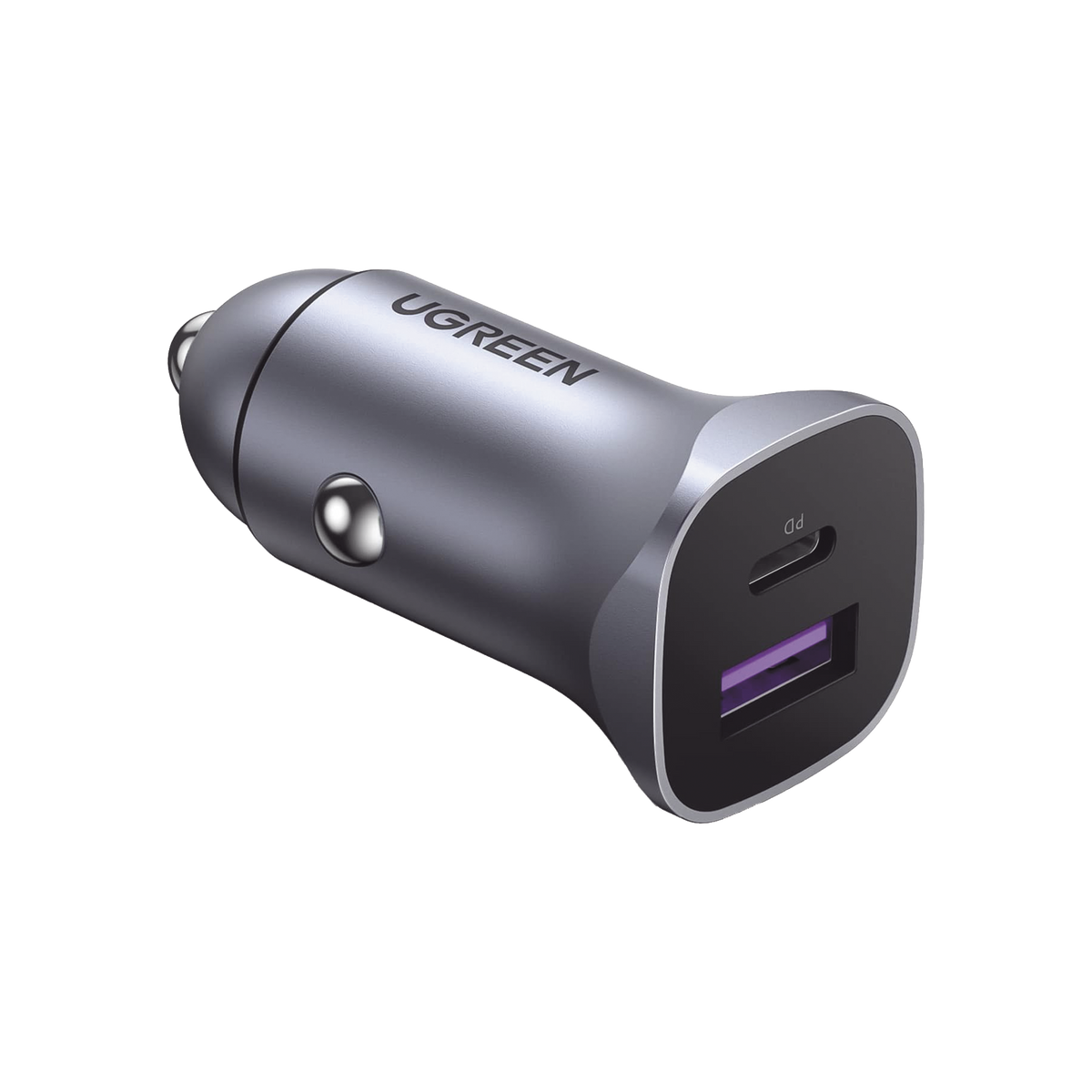 Cargador de Auto 30W - 2 Puertos USB-A y USB-C - Carga Rápida - Compatible con Vehículos de 12 y 24 VCD - PD3.0, QC4.0, SCP, PPS - Indicador Led - Diseño Compacto - Chip Inteligente - Caja de Aluminio