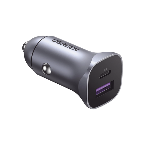 Cargador de Auto 30W - 2 Puertos USB-A y USB-C - Carga Rápida - Compatible con Vehículos de 12 y 24 VCD - PD3.0, QC4.0, SCP, PPS - Indicador Led - Diseño Compacto - Chip Inteligente - Caja de Aluminio