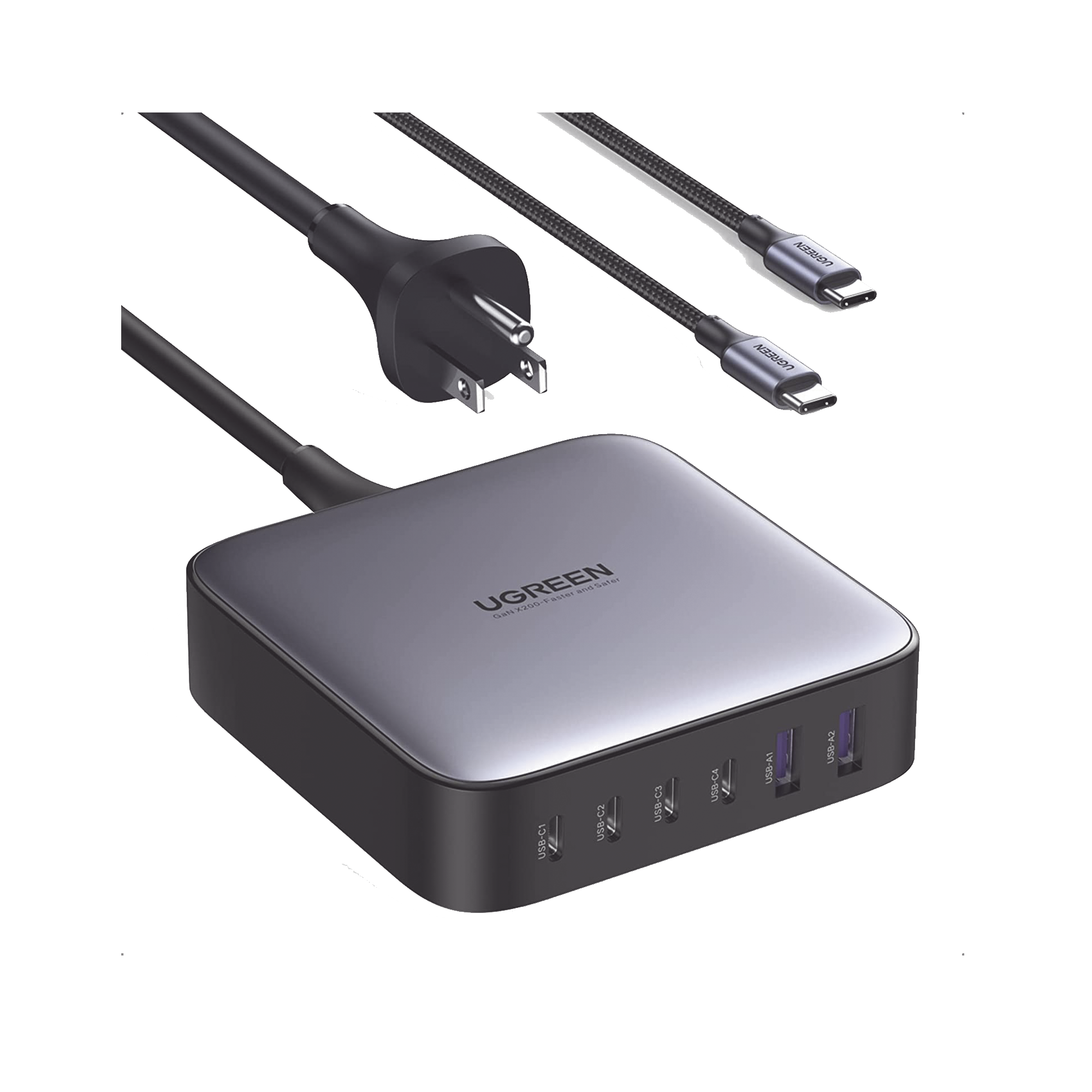 Cargador de 200W serie Nexode | 6 Puertos de Carga Rápida | 4 USB-C | 2 USB-A | Tecnología GaN II +SIC | Power Delivery 3.0 | Quick Charge 4.0 | Chip Confiable y Carga Inteligente | Optimiza la Experiencia de Carga | Incluye Cable de Carga U