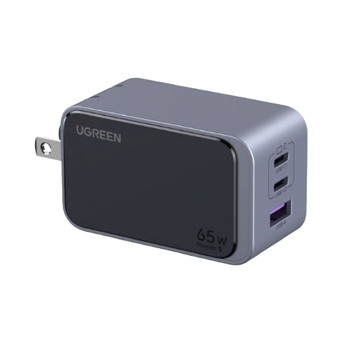 Cargador de 65W serie Nexode S - 3 Puertos de Carga Rápida - 2 USB-C - 1 USB-A - Tecnología GaN II - PD3.0 - QC4.0 - FCP/SCP/AFC/PPS/PPS2.0 - Tecnología de Protección Térmica - Optimiza la Carga - Carcasa Ignifuga.