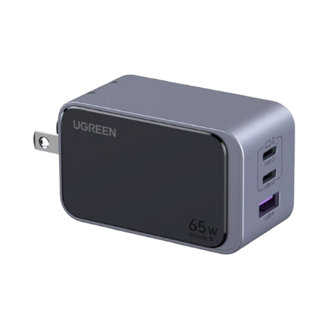Cargador de 65W serie Nexode S - 3 Puertos de Carga Rápida - 2 USB-C - 1 USB-A - Tecnología GaN II - PD3.0 - QC4.0 - FCP/SCP/AFC/PPS/PPS2.0 - Tecnología de Protección Térmica - Optimiza la Carga - Carcasa Ignifuga.