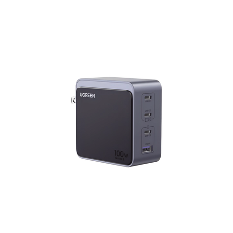 Cargador de 100W serie Nexode S - 4 Puertos de Carga Rápida - 3 USB-C - 1 USB-A - Tecnología GaN II - PD3.0 - QC4.0 - FCP/SCP/AFC/PPS/PPS2.0 - Tecnología de Protección Térmica - Optimiza la Carga - Carcasa Ignifuga.