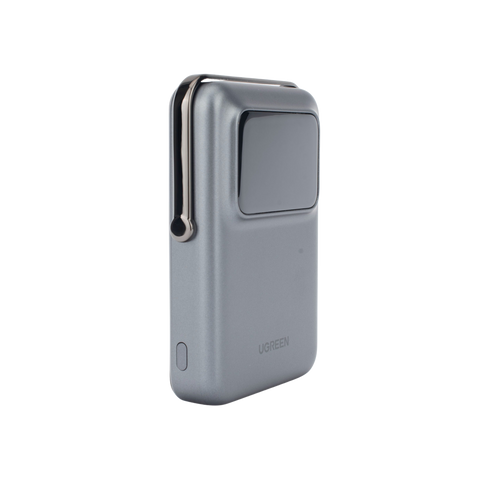 Power Bank Serie UNO Inalambrico - 10000mAh - 7.5W/20W - Con Emojis de Estado - Carga Rápida USB-C Bidireccional - Pantalla TFT Inteligente - Con Holder - Color Grey.