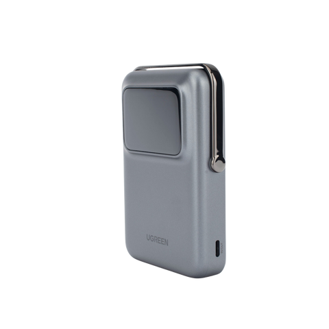 Power Bank Serie UNO Inalambrico - 10000mAh - 7.5W/20W - Con Emojis de Estado - Carga Rápida USB-C Bidireccional - Pantalla TFT Inteligente - Con Holder - Color Grey.