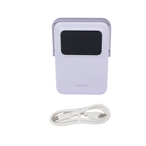 Power Bank Serie UNO Inalambrico - 10000mAh - 7.5W/20W - Con Emojis de Estado - Carga Rápida USB-C Bidireccional - Pantalla TFT Inteligente - Con Holder - Color Purple.