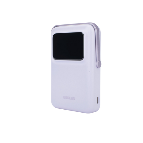 Power Bank Serie UNO Inalambrico - 10000mAh - 7.5W/20W - Con Emojis de Estado - Carga Rápida USB-C Bidireccional - Pantalla TFT Inteligente - Con Holder - Color Purple.