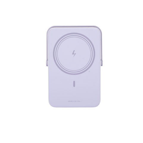 Power Bank Serie UNO Inalambrico - 10000mAh - 7.5W/20W - Con Emojis de Estado - Carga Rápida USB-C Bidireccional - Pantalla TFT Inteligente - Con Holder - Color Purple.