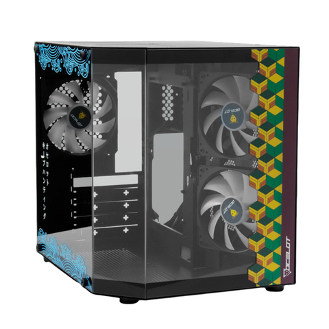 Gabinete Ocelot Gaming Black Mizu, Panel Lateral Y Frontal De Cristal Templado, Incluye 3 Ventiladores, Enfriamiento Liquido Hasta 240Mm, Gpu Hasta 320Mm, Color Negro