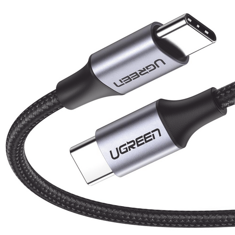 Cable USB-C a USB-C - 1 Metro (3.28 Pies) - Transferencia de Datos de 480 Mbps - Carga Rápida de Hasta 60W - QC 4.0/3.0/2.0 - PD3.0 - FPC - AFC - Protección Integrada - Caja de Aluminio - Nylon Trenzado - Color Negro
