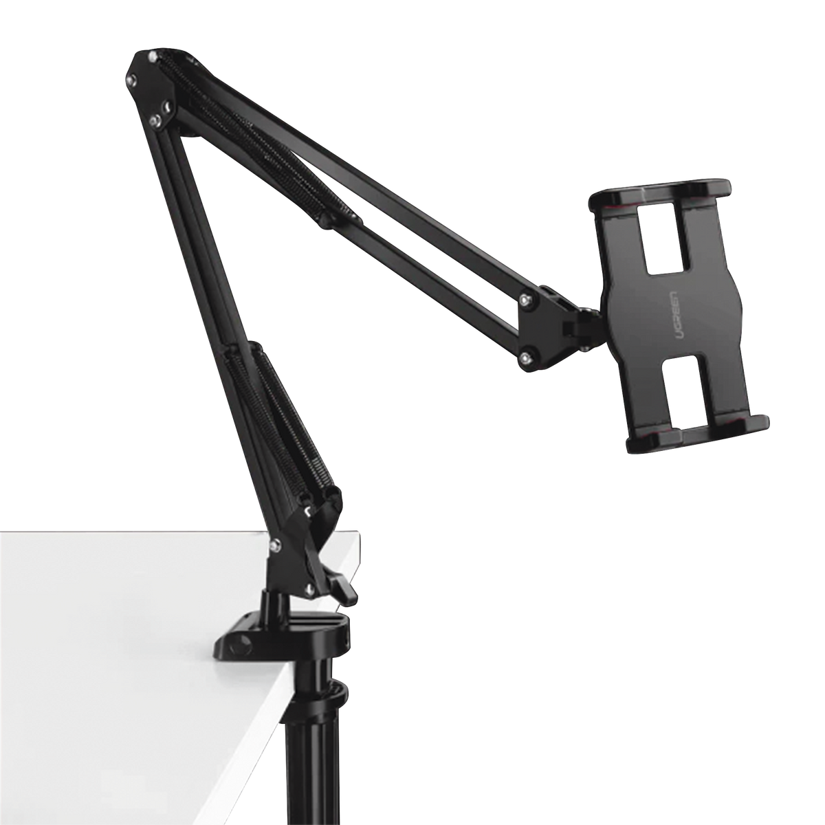Soporte para Tableta con Brazo tipo Perezoso | Brazo Ajustable y Cabezal de 360° | 3 Perillas de Ajuste | Soporta dispositivos de 4'' a 12.9'' de hasta 1.5 KG | ABS + Metal de Alta Calidad.