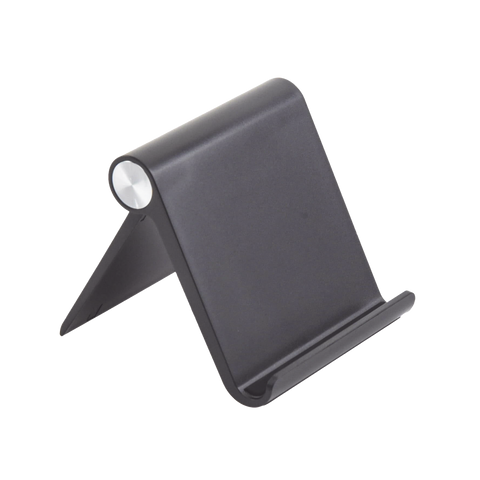 Soporte de Escritorio para Teléfono Celular | Ajustable de 0° a 100° | Goma Antiarañazos | Antideslizante | Amplia Compatibilidad con dispositivos de 4'' a 7.9'' | Plegable | ABS | Color Negro