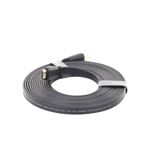 Cable HDMI 2.0 Plano de 5 Metros (16.40 Pies) | 4K@60Hz | HDR | 3D | HEC (Canal Ethernet HDMI) | ARC (Canal de Retorno de Audio) | Color Profundo de 48 Bits | Audio de 32 Canales | HDCP | Audio Dolby True HD 7.1 | 18 Gbps | EstaÑado y Triple Blindaje | A