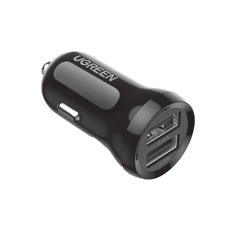 Cargador de Auto Mini de 24W | 2 Puertos USB-A | Compatible con Vehículos de 12 y 24 VCD | Chip Inteligente | Diseño Compacto | Multi protección | ABS-PC Ignifugo.