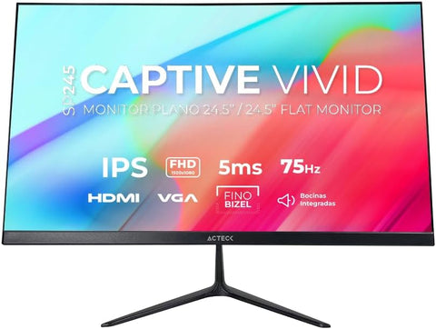 Monitor Acteck Plano 24.5"" Ips Captive Vivid Sp245 Advanced Negro