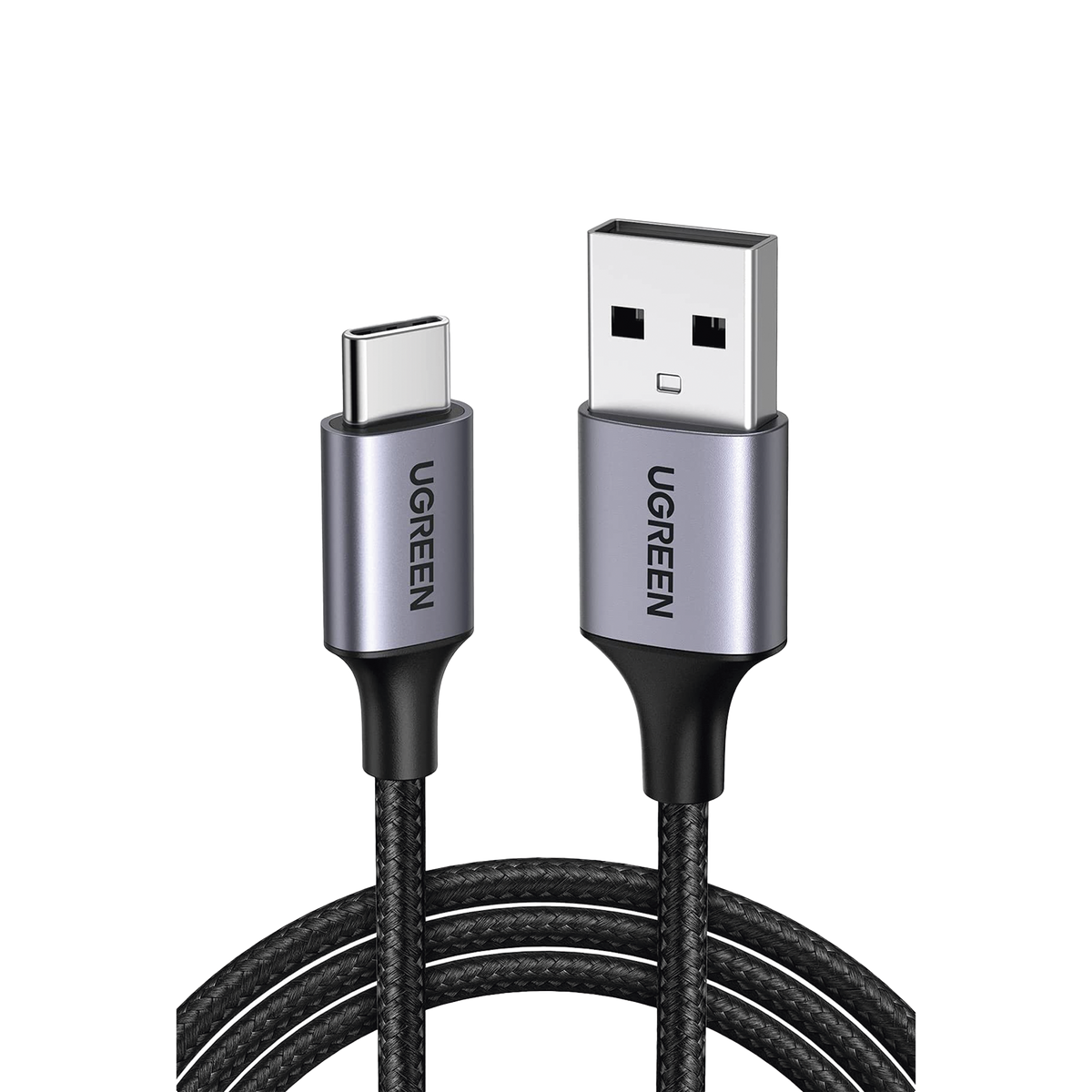 Cable USB-A a USB-C - 1 Metro (3.28 Pies) - Transferencia de Datos de 480 Mbps - Carga Rápida - QC 4.0/3.0/2.0 - FPC - AFC - Protección Integrada - Caja de Aluminio - Nylon Trenzado - Color Negro