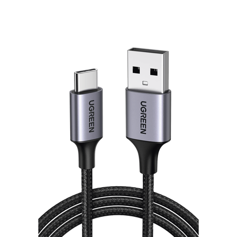 Cable USB-A a USB-C - 1 Metro (3.28 Pies) - Transferencia de Datos de 480 Mbps - Carga Rápida - QC 4.0/3.0/2.0 - FPC - AFC - Protección Integrada - Caja de Aluminio - Nylon Trenzado - Color Negro