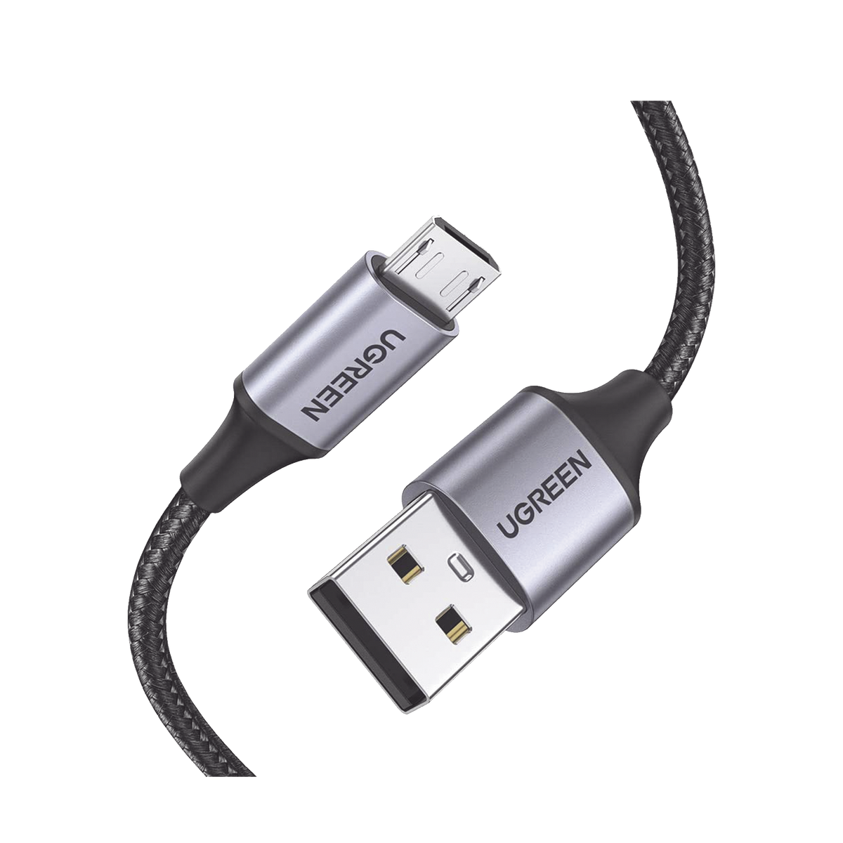 Cable USB-A a Micro USB - 1 Metro (3.28 Pies) - Carga Rápida - QC 3.0/2.0 - FPC - AFC - Transferencia de Datos de 480 Mbps - Recarga hasta 18W - Protección Integrada - Caja de Aluminio - Nylon Trenzado - Color Negro