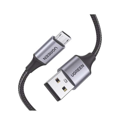 Cable USB-A a Micro USB - 1 Metro (3.28 Pies) - Carga Rápida - QC 3.0/2.0 - FPC - AFC - Transferencia de Datos de 480 Mbps - Recarga hasta 18W - Protección Integrada - Caja de Aluminio - Nylon Trenzado - Color Negro